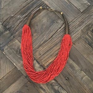 Bold Coral Beaded Necklace